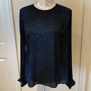 Hobbs Navy Blouse with Polk-a-dots